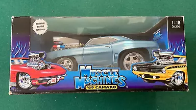 Muscle Machines 1969 Chevy Camaro Z28 1:18 Scale Blue W/ White Stripes • $72.24