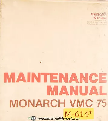 Monarch 75 VMC Maintenance Manual Year (1975) • $65