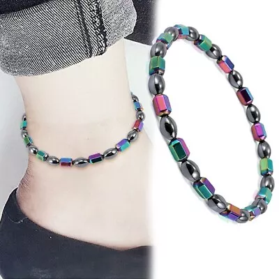 Magnetic Hematite Ankle Bracelet Therapy Arthrity Pain Relief Weight Loss Anklet • £3.69
