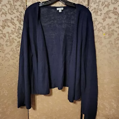 J. Jill Navy Blue Linen Cotton Modal Open Cardigan Sweater Size Large L • $24.99