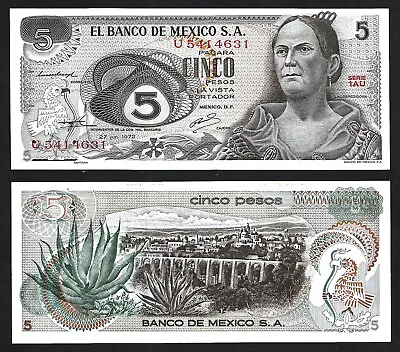 Mexico 5 Pesos 1972 UNC P-62c Different Letters And Signatures • $2.20