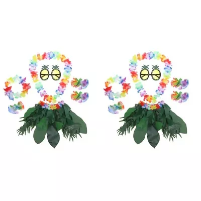  2 Sets Cloth Simulation Green Leaf Skirt Miss Kids Necklace Coconut Bra • £24.55