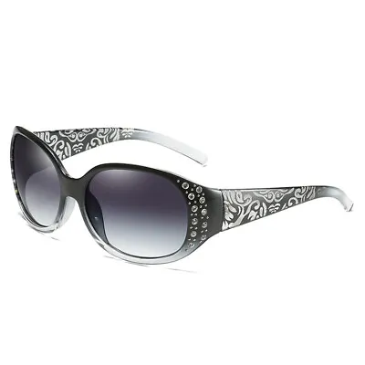 Black Rhinestone For Ladies Womens Polarised Wrap Around Sunglasses • £10.99