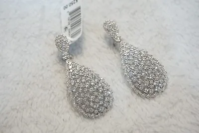 MACYS Tiara Cubic Zirconia Openwork Teardrop Drop Earrings In Sterling Silver • $69.99