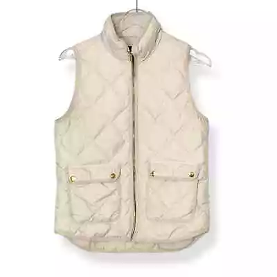J. Crew Excursion White Down Quilted Puffer Vest Size XS Sleeveless Full Zip • $28.99