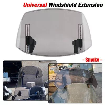 Motorcycle Clip On Windshield Wind Screen Deflector Extension Spoiler Smoked • $18.90