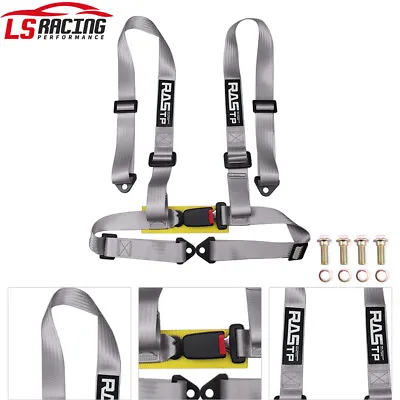 US RASTP Racing Seat Belts 4 Point 4PT Safety Harness Nylon Adjustable Gray • $25.69