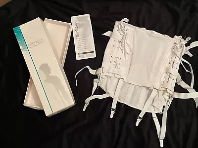 Vtg MATERNITY Support Girdle Corset Garters Fan Lace Up Size 38 BOX Steel Boned • $49.99