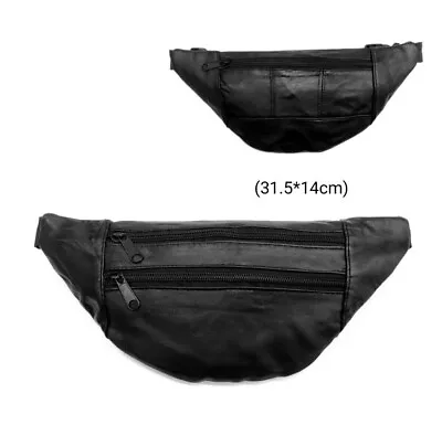 Real Leather Bum Bag Money Waist Belt Fanny Pack Holiday Work Festival Wallet • £2.89