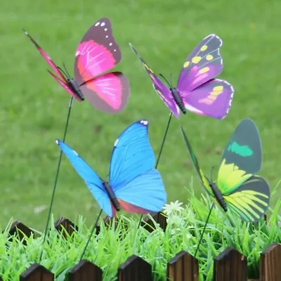 Color Fake Butterflies Garden Decoration Artificial Butterfly With Rods UK STOCK • £9.63