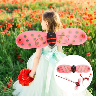  Red Iron Wire Ladybug Wings Child Dress Costume Princess Cosplay • £6.88