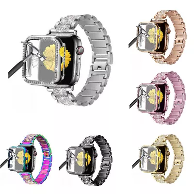 Diamond Strap Bling Bumper Case For Apple Watch Series SE 6 5 4 3 38/40/42/44 Mm • £11.69