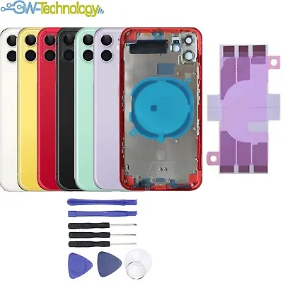 For IPhone 11 Rear Back Housing Metal Frame Glass Chassis Cover Replacement • £22.95