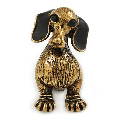 £10.99 • Buy Vintage Inspired Dachshund Dog Brooch In Antique Gold Tone - 33mm Tall