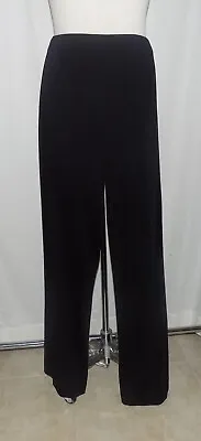 Misook Woman Black Acrylic Knit Flat Front Wide-Leg Trouser Dress Pants Size 2X • $45