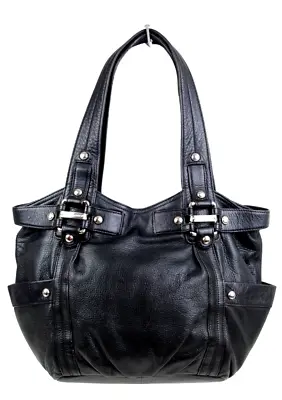 Roomy B. Makowsky Soft Black Genuine Leather Tote Shoulder Bag Handbag Purse • $50