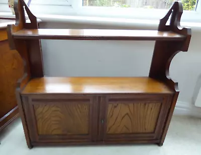 Antique Oak Wall Shelves & Cupboard Circa 1910 Lock And Key • £95