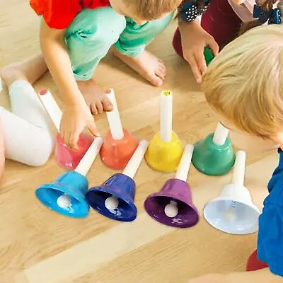 8x Colorful Diatonic Metal Bells Hand Bells Set For Chorus Classroom Wedding • $21.99