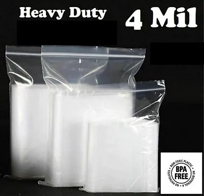 HEAVY DUTY 4 Mil Clear Zip Seal Bags Reclosable Top Lock Plastic Jewelry 4Mil • $8.79