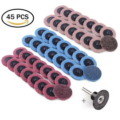 45 PCS 2'' Roloc Sanding Discs Pad Holder Roll & Lock Rotary Shank • $19.99