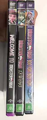 3x Monster High DVD Bundle Region 24 PAL 13 Wishes Boo York Origin Story NEW • $32.17