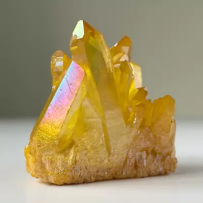 Yellow Quartz Crystal Cluster Angel Aura Holographic Rainbow Sheen • £14.85