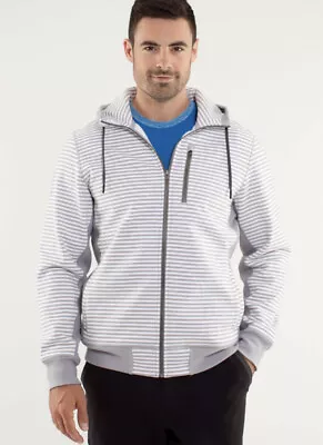 Lululemon Athletica Sequence Striped Hoodie White Pacific Coast XL Jacket Fleece • $59.99