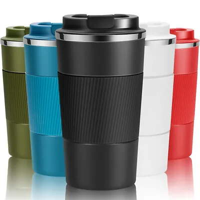 380ml Stainless Steel Leakproof Insulated Thermal Travel Coffee Mug Cup Flask • £8.99