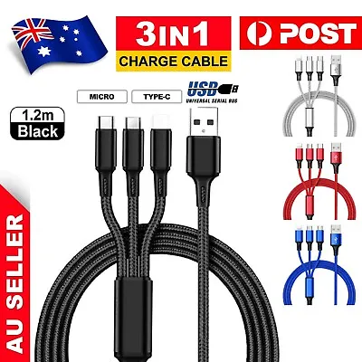 3 In 1 Multi USB Charger Charging Cable Cord For USB TYPE C Android Micro • $4