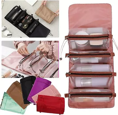 Makeup Bag Cosmetic Storage Toiletry Wash Organizer Pouch Roll Up Hanging Travel • £5.49