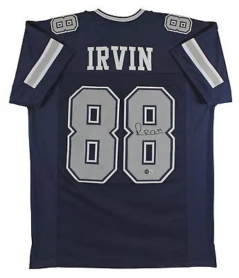 Cowboys Michael Irvin Signed Navy Blue Pro Style Jersey W/ Grey #s BAS Witnessed • $179.99