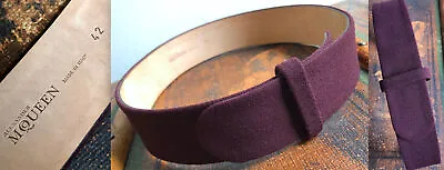 Alexander Mcqueen Italy-made Maroon Red Wool Fabric Leather Wide Belt 42 Euc • $76