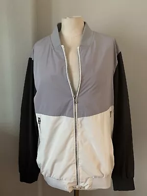 Calvin Klein Men's Slim Fit Dressy Zip Front Lined Jacket Ivory Gray Black Sz L • $39.99