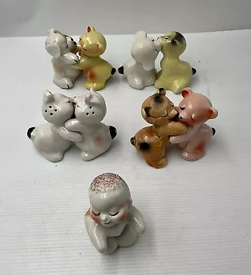 Vintage Lot Of 9 Van Tellingen Huggers Salt And Pepper Shakers Hugging Bears+Boy • $49.97