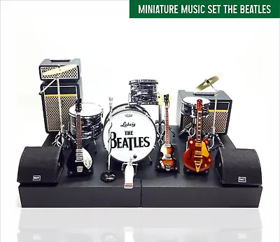 The Beatles Miniature Musical Instrument Drum 10 Cm Guitar Bass Mic Amp Set New • $129.99