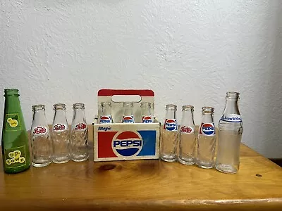 Lot Of 11 Miniature Pepsi Cola/Snow White/Uptown Bottles~Cardboard Pepsi 6 Pack • $68