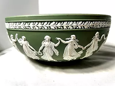 1969 ~wedgwood Solid Dark Green Jasperware  Dancing Hours  Bowl - Beautiful Nice • $314.99