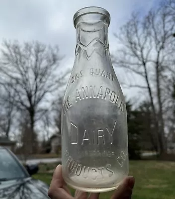 Qt Milk Bottle The Annapolis Dairy Products Co Annapolis MD Maryland Emb 1930 • $13.99