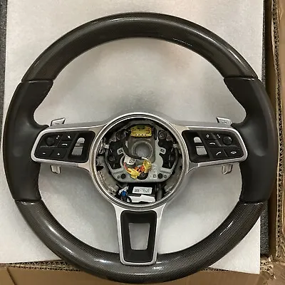 OEM Carbon Porsche Steering Wheel 971 Panamera 9Y0 Cayenne Black • $750