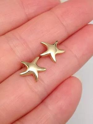 Solid Starfish Stud Earrings 925 Sterling Silver Post Stud Gold Plated 10mm0.39  • $17.94