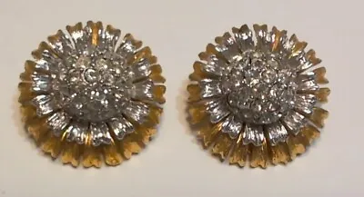 Vintage Kenneth Jay Lane KJL Gold Rhinestone Flower Earrings • $24.99