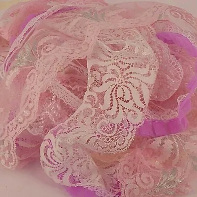 Lace  Bundle Of Mixed Off Cuts Doll Gift Wrapping Arts And Crafts 10 X 1 M • £4.99