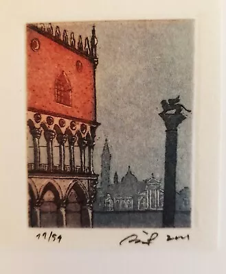 VENICE Original Miniature Etching SIGNED No. Limited Edition St Marks Framed • $125