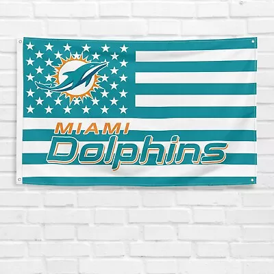 For Miami Dolphins Football Fans 3x5 Ft American Flag NFL Gift Banner • $13.97