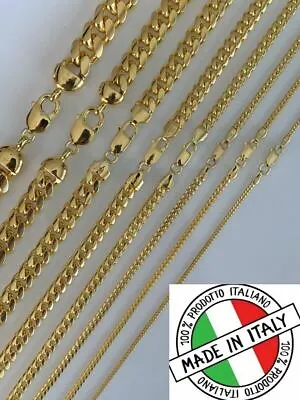 Mens 14k Gold Plated Solid 925 Sterling Silver Miami Cuban Chain 2-12mm Necklace • $540.05