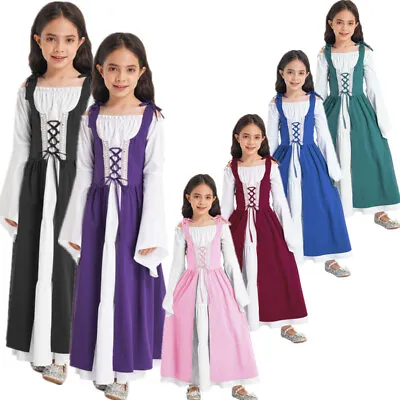 Kids Girls Medieval Dress Up Medieval Renaissance Costume Fancy Party Ball Gown • $39.86