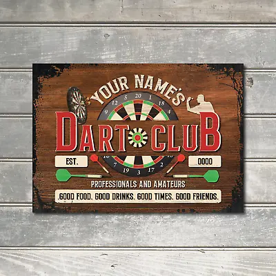 Personalised Darts Club Sign Good Times Friends Professional Decor Metal Plaque • £5.70