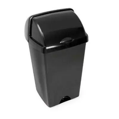 Addis 50l Roll Top Plastic Waste Rubbish Bin With Lid - Black • £17.99