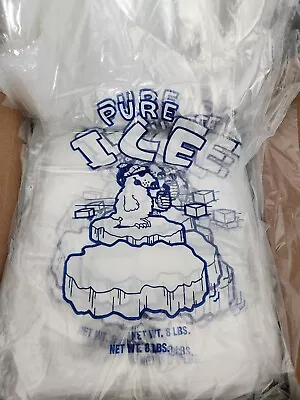 8 Lb. Plastic Ice Bags -  PURE ICE  Polar Bear With  Twist Ties - 100 Pack • $9.97