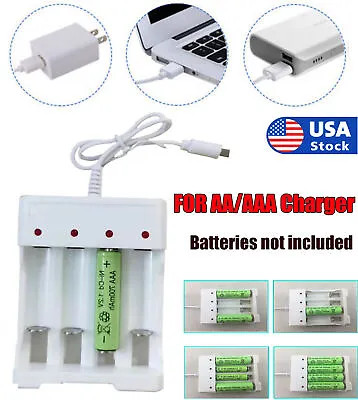 4 Slot Battery Charger For Rechargeable AA/AAA Li-Ion Ni-MH Ni-CD Batteries • $6.99